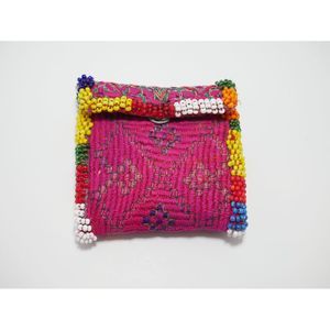 Vintage Pocket Wallet, Embroidered & Beaded